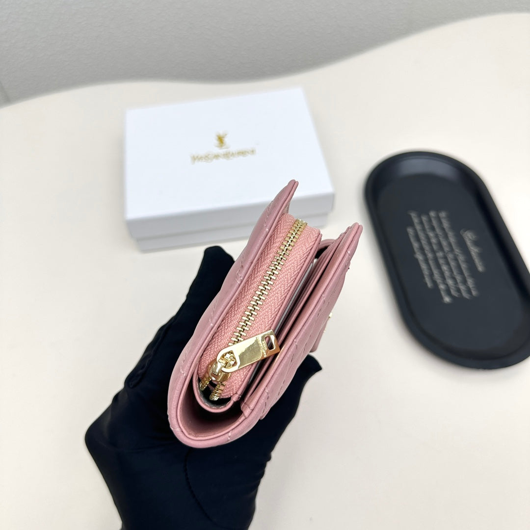 New wallet card bag 2-in-1 Yangshulin car women's premium light luxury leather large capacity short wallet