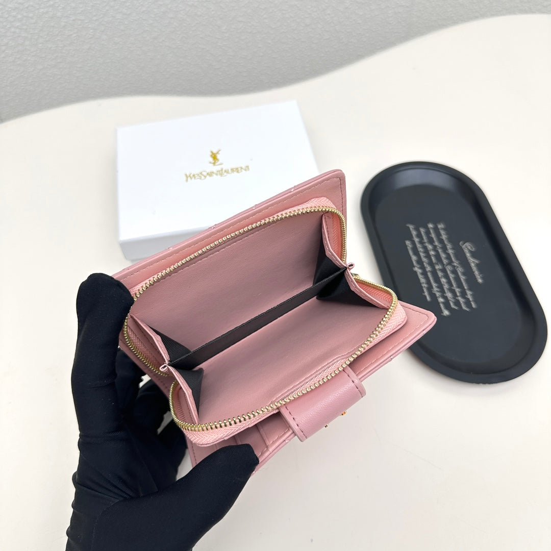 New wallet card bag 2-in-1 Yangshulin car women's premium light luxury leather large capacity short wallet