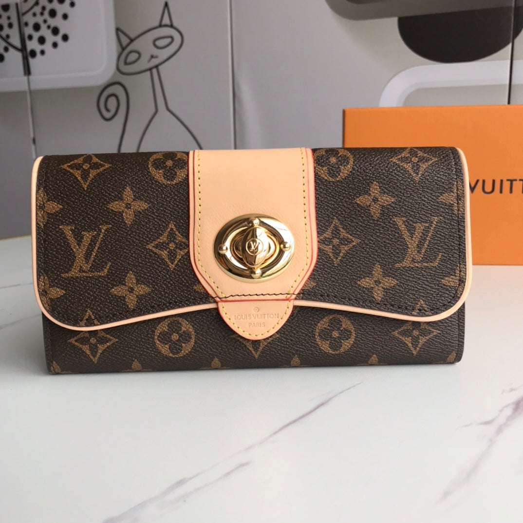 New Fashion Trendy Vintage V Home Gold Buckle Multi Card Position Elegant Women's Folding Large Capacity Wallet