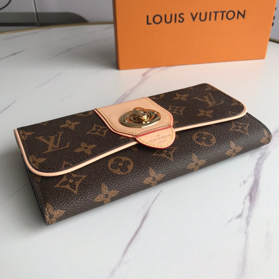 New Fashion Trendy Vintage V Home Gold Buckle Multi Card Position Elegant Women's Folding Large Capacity Wallet