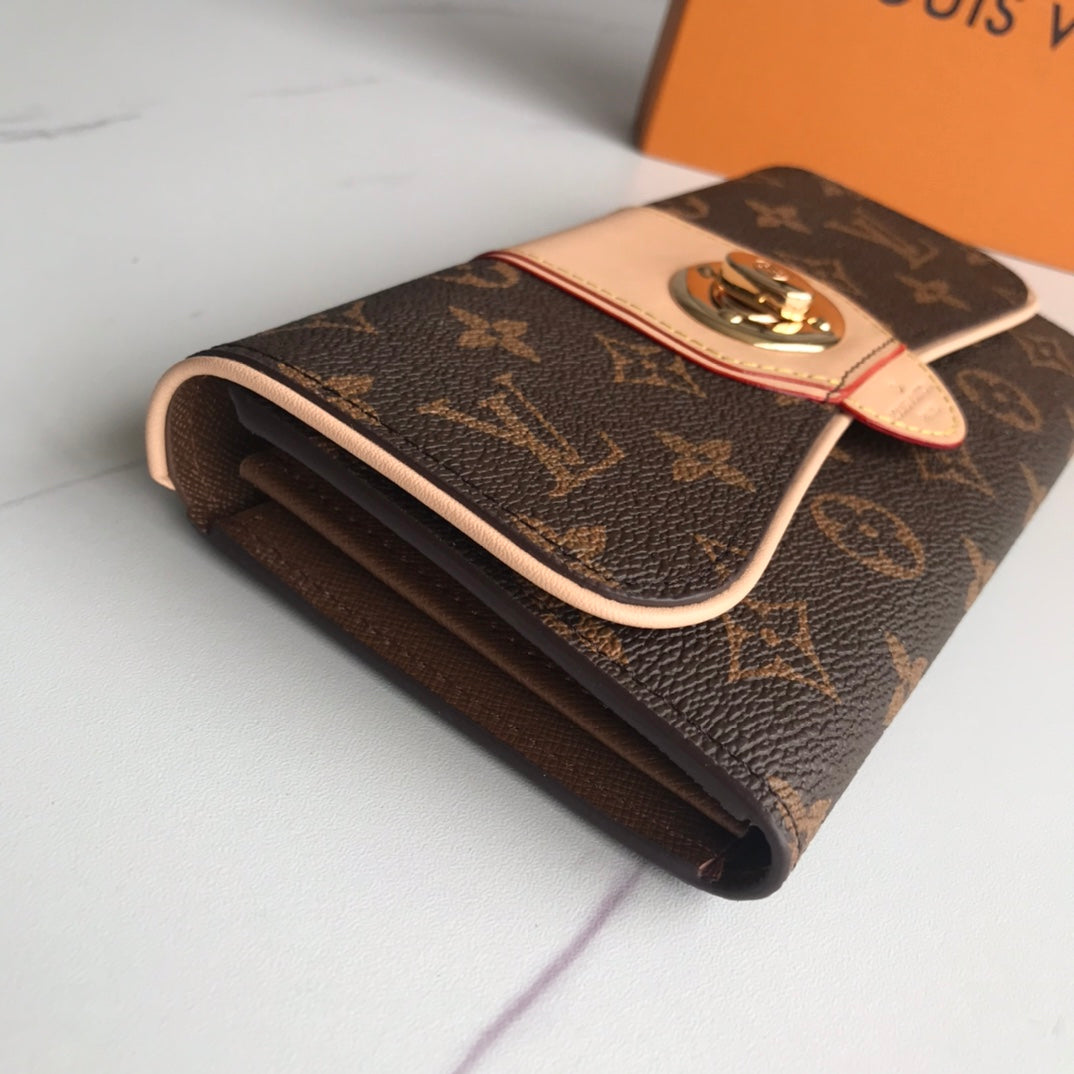 New Fashion Trendy Vintage V Home Gold Buckle Multi Card Position Elegant Women's Folding Large Capacity Wallet