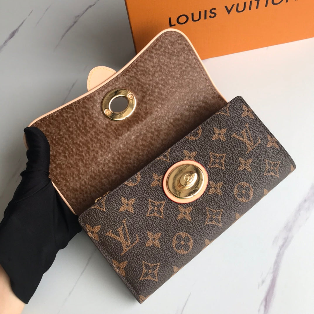 New Fashion Trendy Vintage V Home Gold Buckle Multi Card Position Elegant Women's Folding Large Capacity Wallet