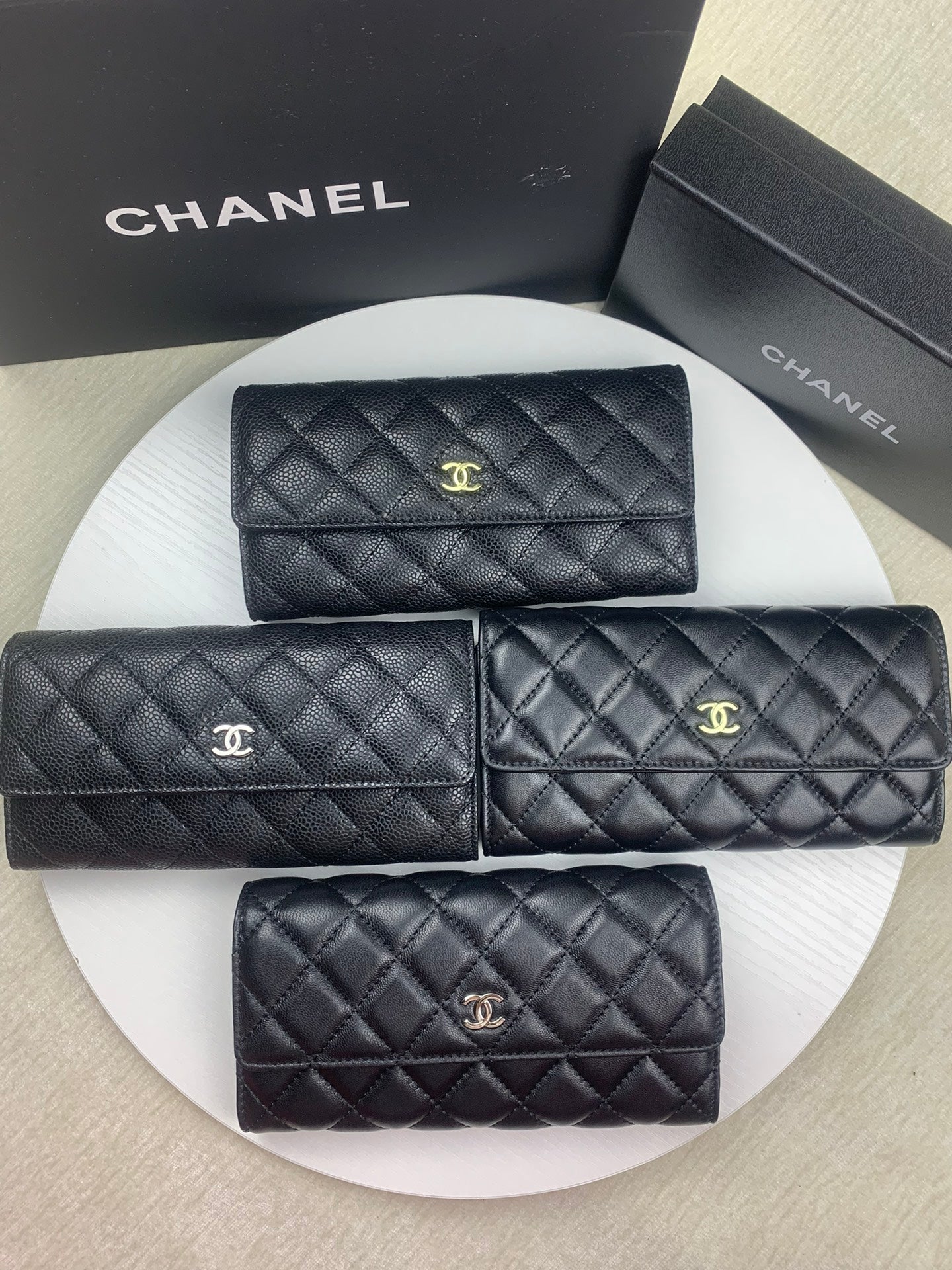 New European and American high-end Lingge genuine leather women's long style small fragrant windmill stitching multifunctional handbag wallet
