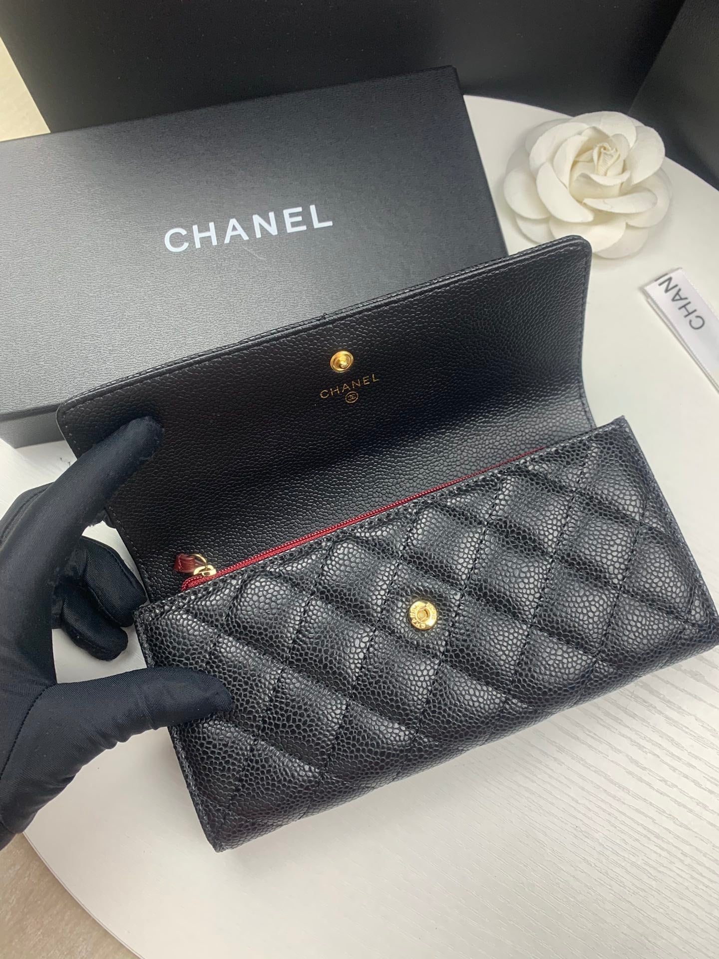 New European and American high-end Lingge genuine leather women's long style small fragrant windmill stitching multifunctional handbag wallet