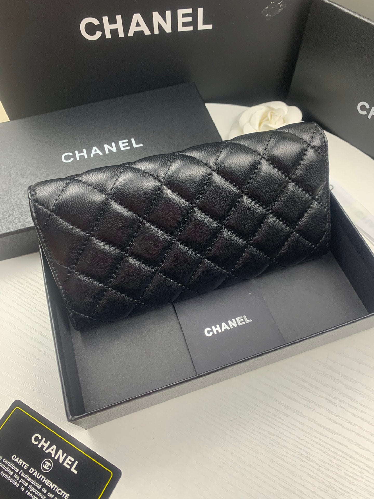 New European and American high-end Lingge genuine leather women's long style small fragrant windmill stitching multifunctional handbag wallet