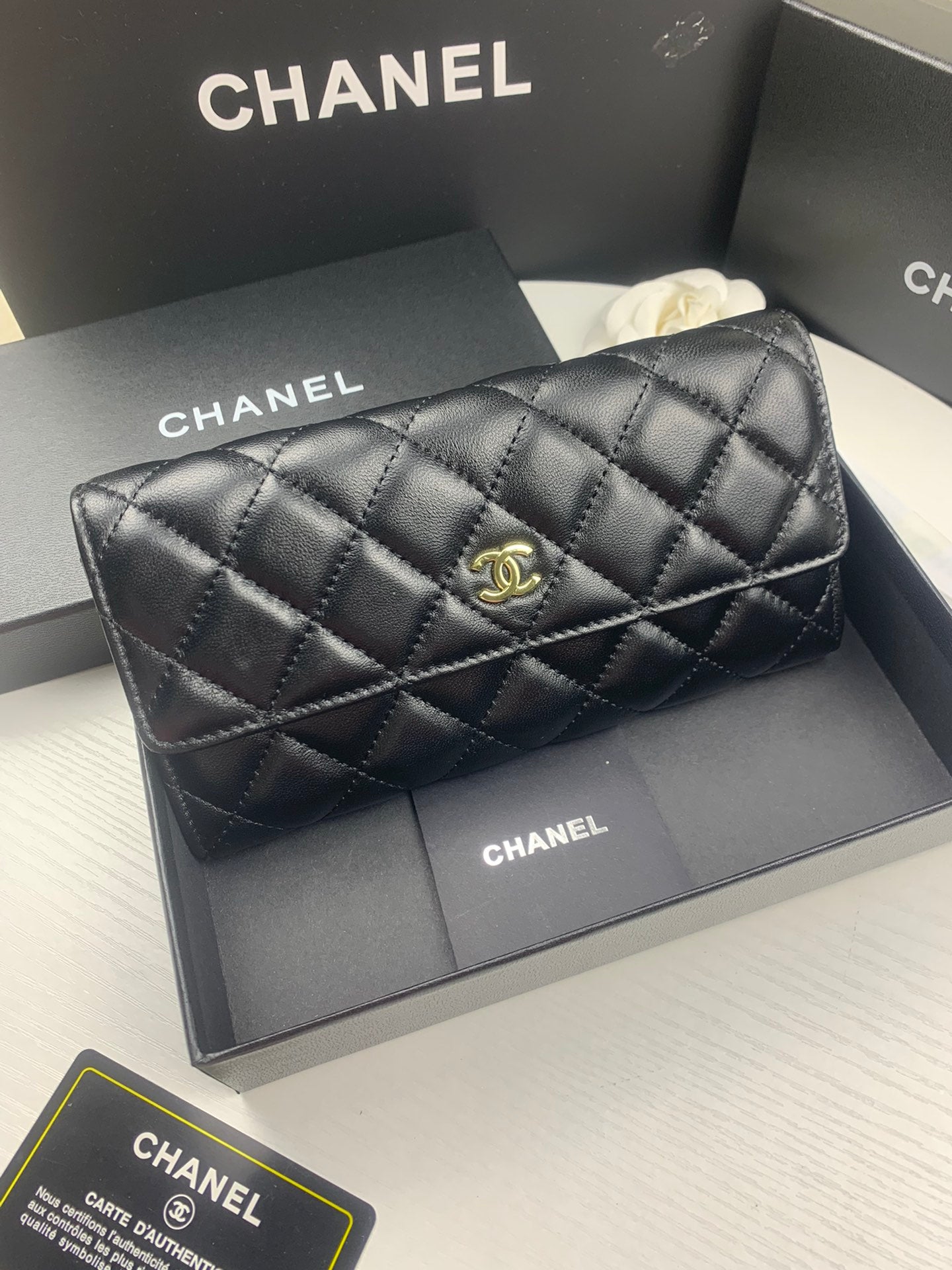 New European and American high-end Lingge genuine leather women's long style small fragrant windmill stitching multifunctional handbag wallet