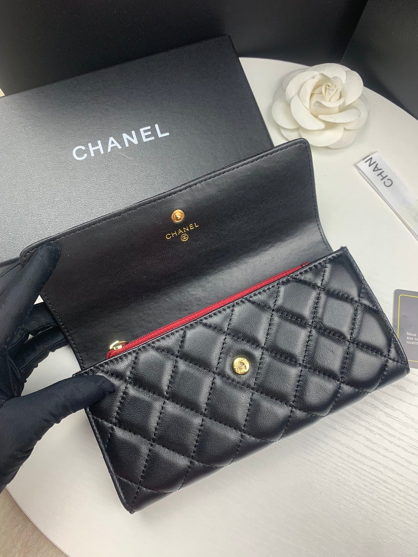 New European and American high-end Lingge genuine leather women's long style small fragrant windmill stitching multifunctional handbag wallet