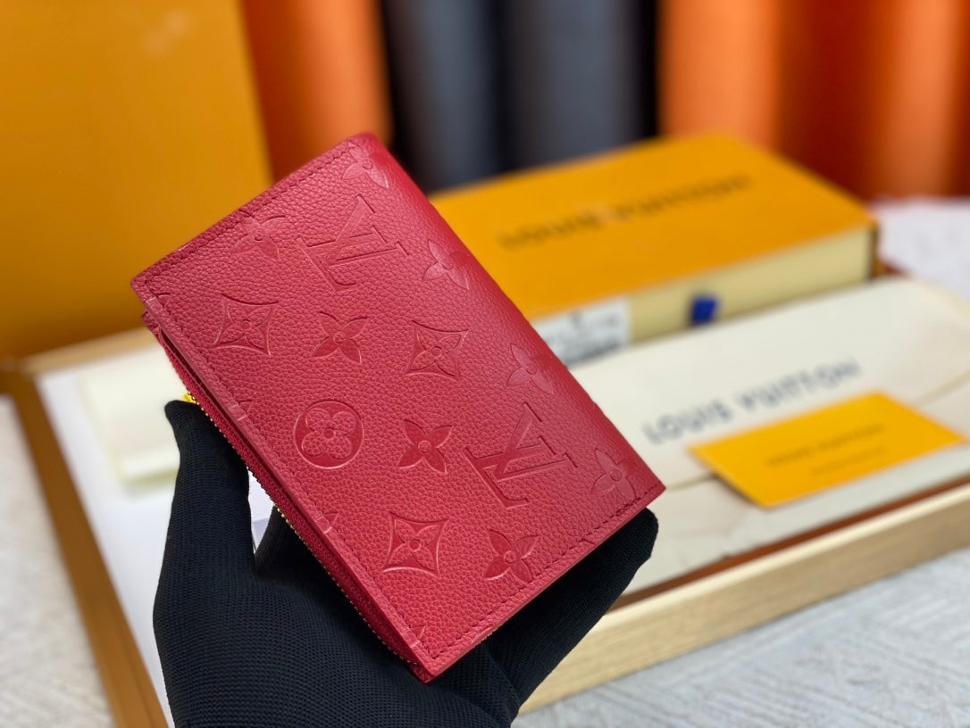 New fashion trend Porte Monaie women's short top layer cowhide classic vintage card bag for women