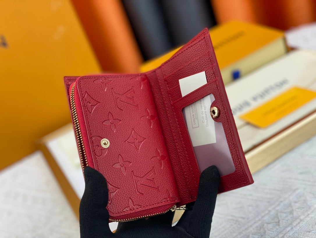 New fashion trend Porte Monaie women's short top layer cowhide classic vintage card bag for women
