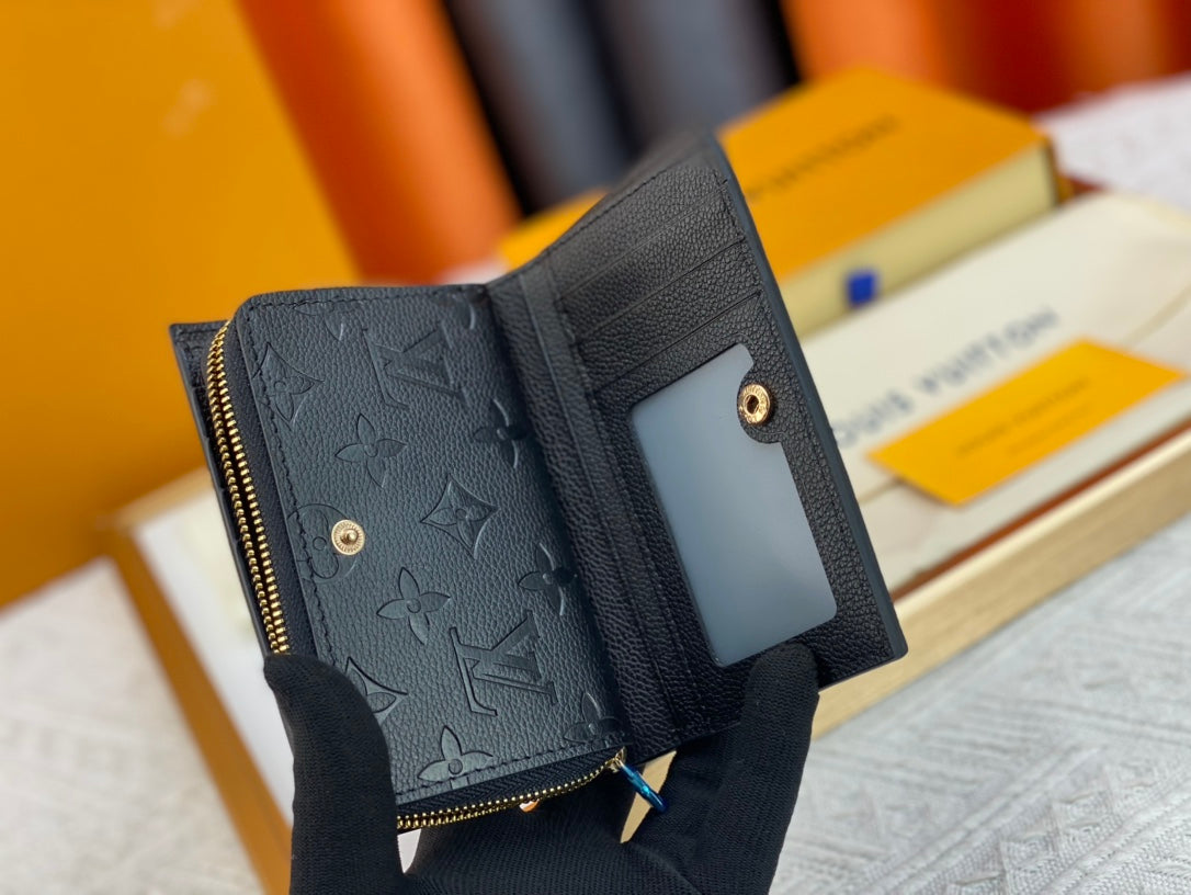 New fashion trend Porte Monaie women's short top layer cowhide classic vintage card bag for women
