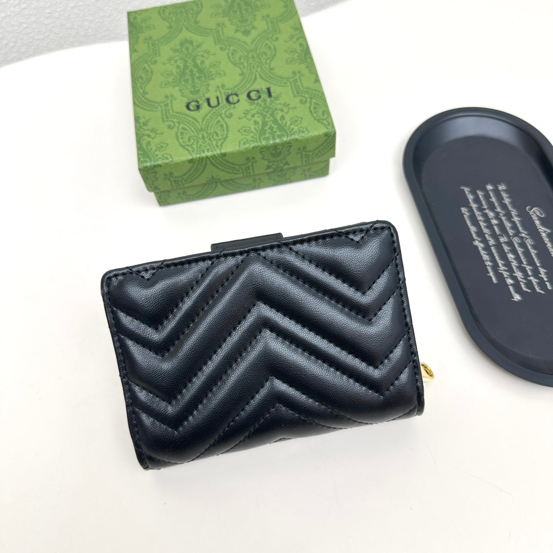 New Fashion Trend Double G Women's Short Head Layer Leather Zipper Zero Wallet Genuine Leather Lingge Card Bag Women