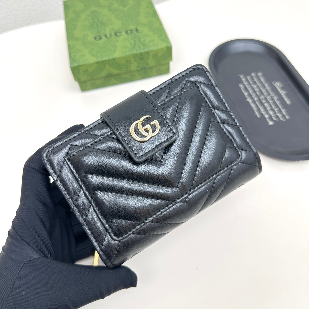 New Fashion Trend Double G Women's Short Head Layer Leather Zipper Zero Wallet Genuine Leather Lingge Card Bag Women