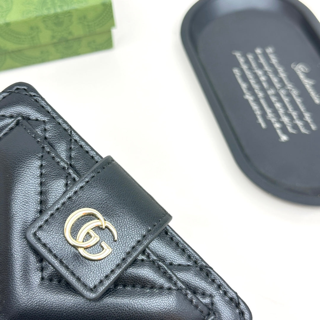 New Fashion Trend Double G Women's Short Head Layer Leather Zipper Zero Wallet Genuine Leather Lingge Card Bag Women