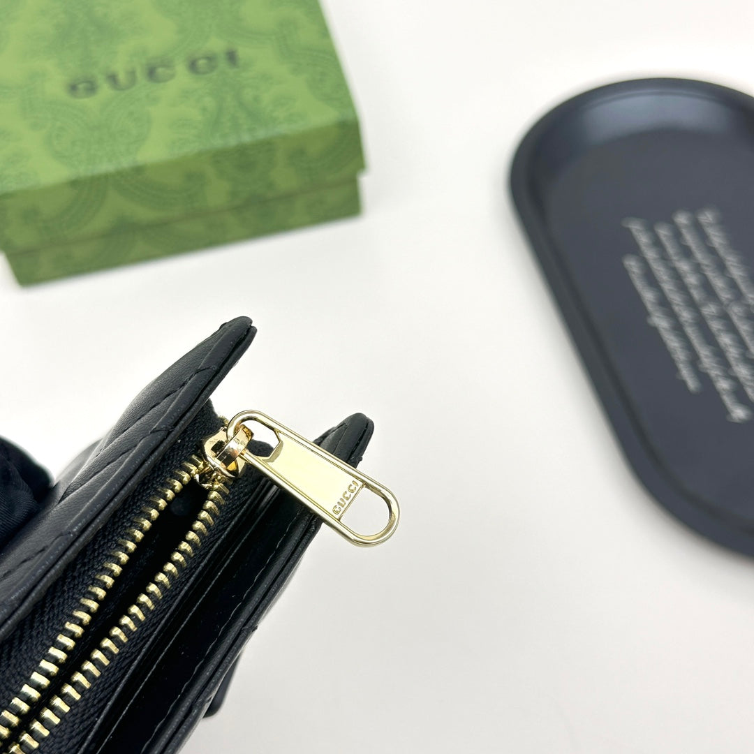 New Fashion Trend Double G Women's Short Head Layer Leather Zipper Zero Wallet Genuine Leather Lingge Card Bag Women