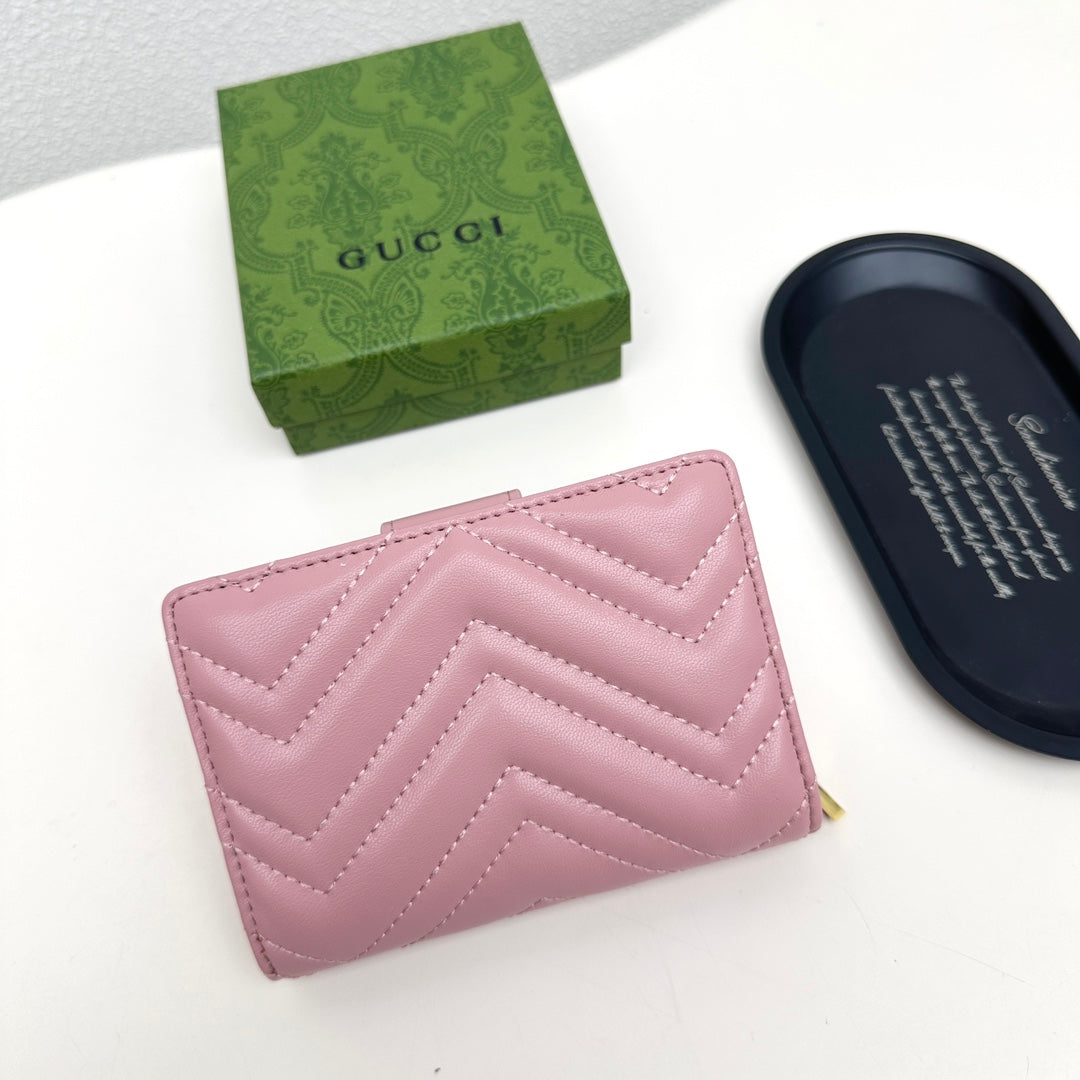 New Fashion Trend Double G Women's Short Head Layer Leather Zipper Zero Wallet Genuine Leather Lingge Card Bag Women
