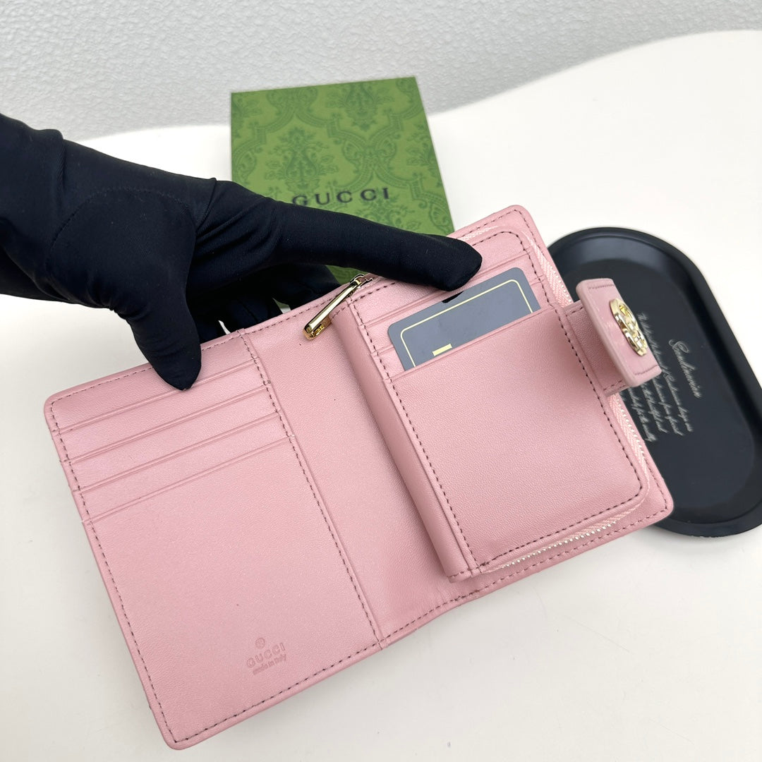 New Fashion Trend Double G Women's Short Head Layer Leather Zipper Zero Wallet Genuine Leather Lingge Card Bag Women