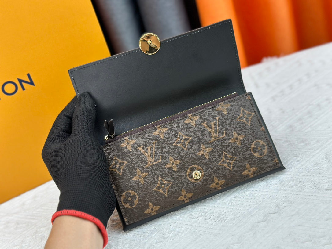High quality European and American new fashion high-end women's genuine leather long flower multifunctional wallet with large capacity