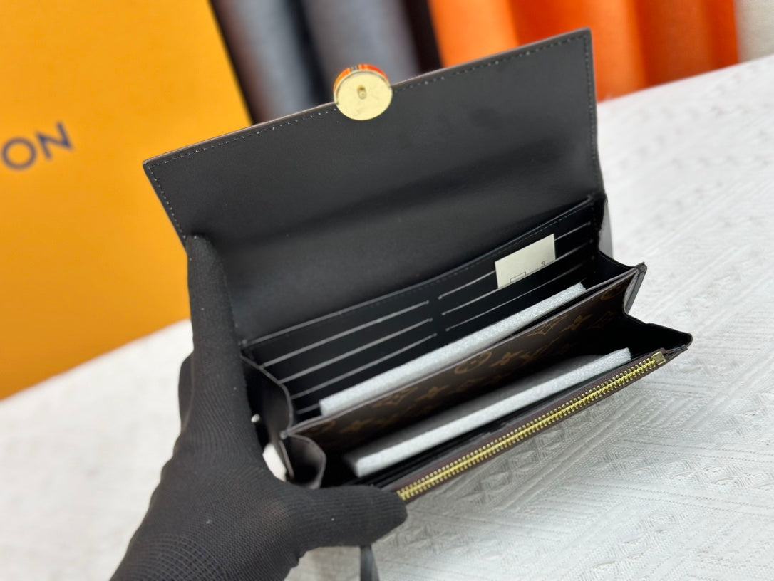 High quality European and American new fashion high-end women's genuine leather long flower multifunctional wallet with large capacity