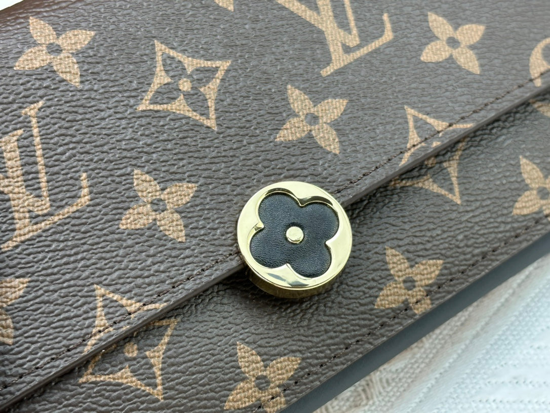 High quality European and American new fashion high-end women's genuine leather long flower multifunctional wallet with large capacity