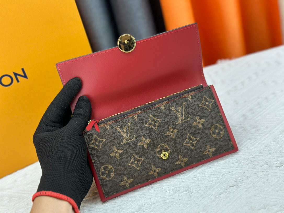 High quality European and American new fashion high-end women's genuine leather long flower multifunctional wallet with large capacity