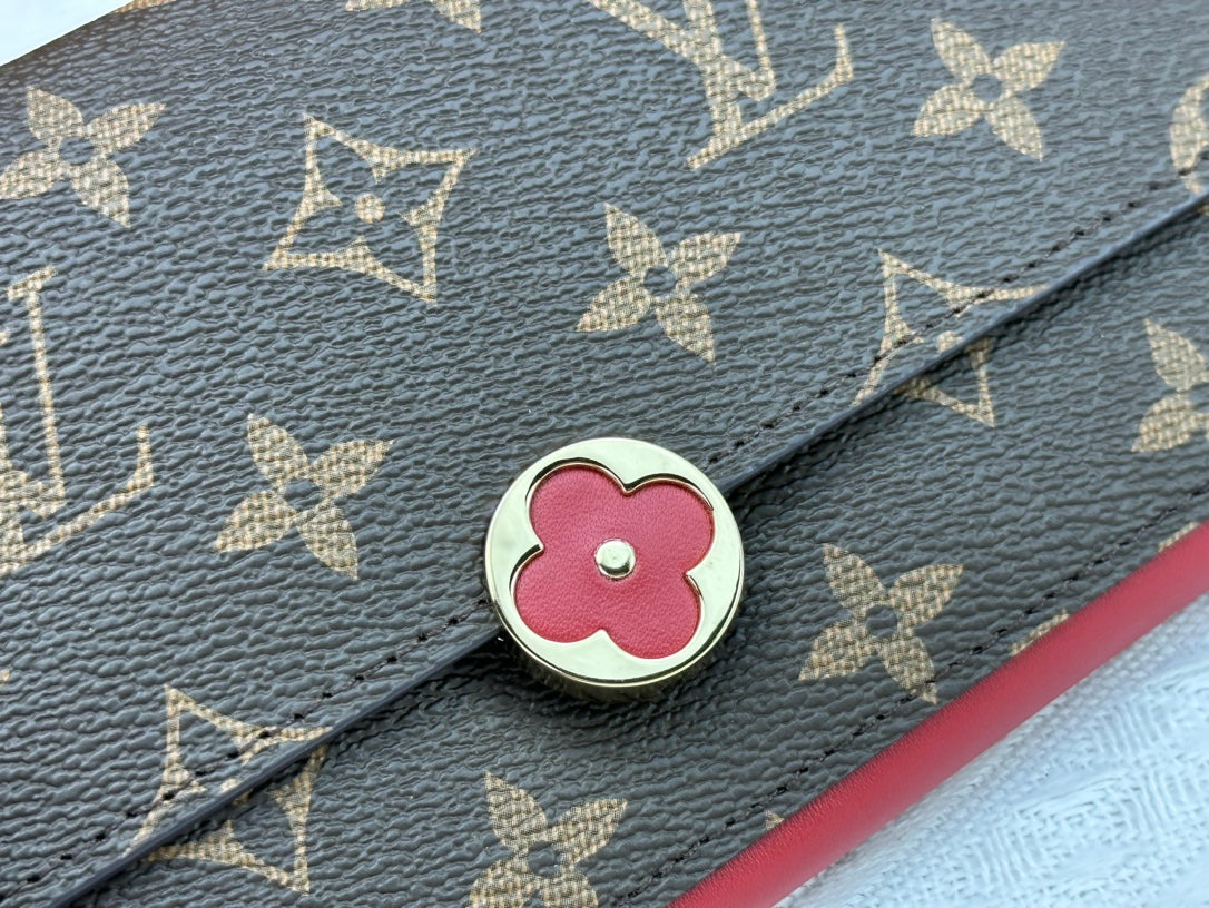 High quality European and American new fashion high-end women's genuine leather long flower multifunctional wallet with large capacity