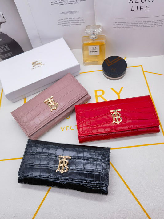 New Fashionable Simple B Home Embossed Light Luxury Women's Long Flip Card Large Capacity Wallet