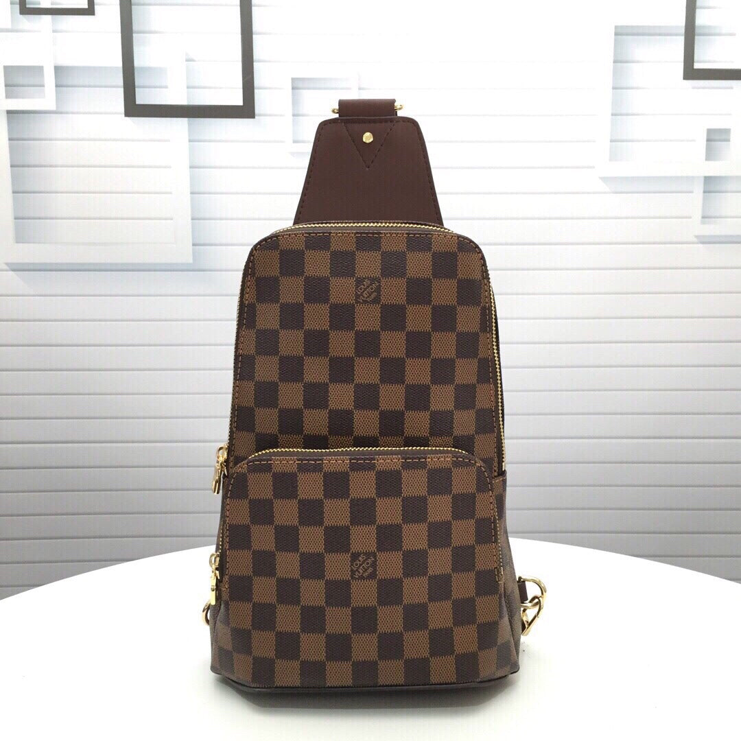 New fashion trend casual men's bag versatile AVENUE checkerboard waist bag chest bag shoulder bag shoulder crossbody bag