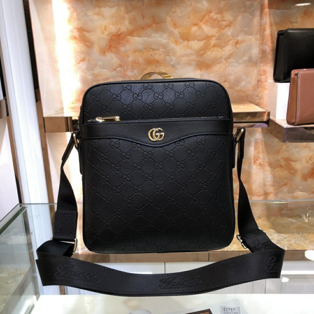 European and American high-quality new fashion trend light luxury GG men's versatile top of the line cowhide leather crossbody single shoulder hand-held mailman bag
