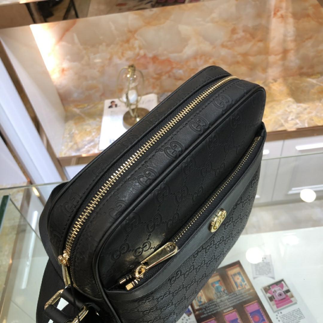 European and American high-quality new fashion trend light luxury GG men's versatile top of the line cowhide leather crossbody single shoulder hand-held mailman bag