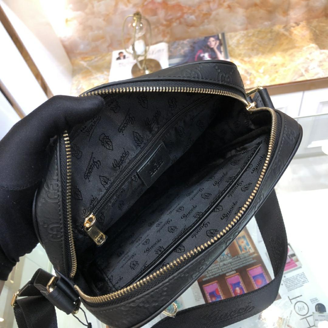 European and American high-quality new fashion trend light luxury GG men's versatile top of the line cowhide leather crossbody single shoulder hand-held mailman bag