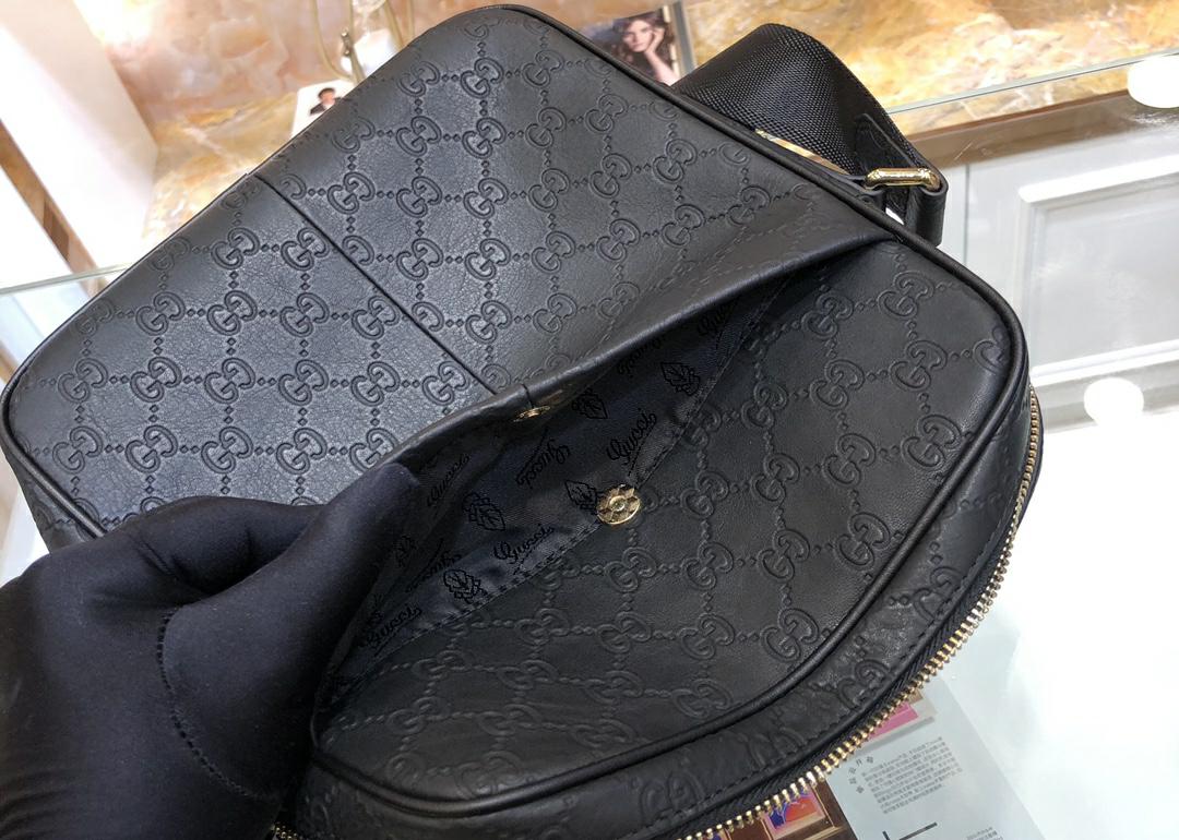 European and American high-quality new fashion trend light luxury GG men's versatile top of the line cowhide leather crossbody single shoulder hand-held mailman bag