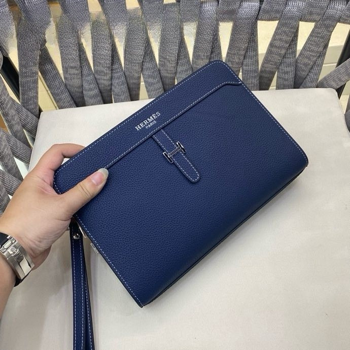 New Light Luxury European and American Fashion Casual Men's Leather Lychee Pattern Envelope Bag Handbag