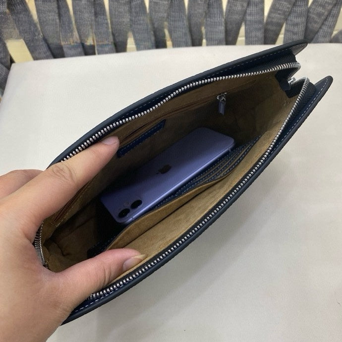 New Light Luxury European and American Fashion Casual Men's Leather Lychee Pattern Envelope Bag Handbag