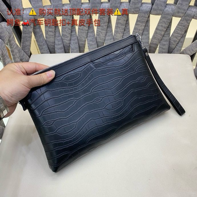 European and American high-quality new casual fashion business leather password lock bag crocodile pattern men's leather handbag wallet