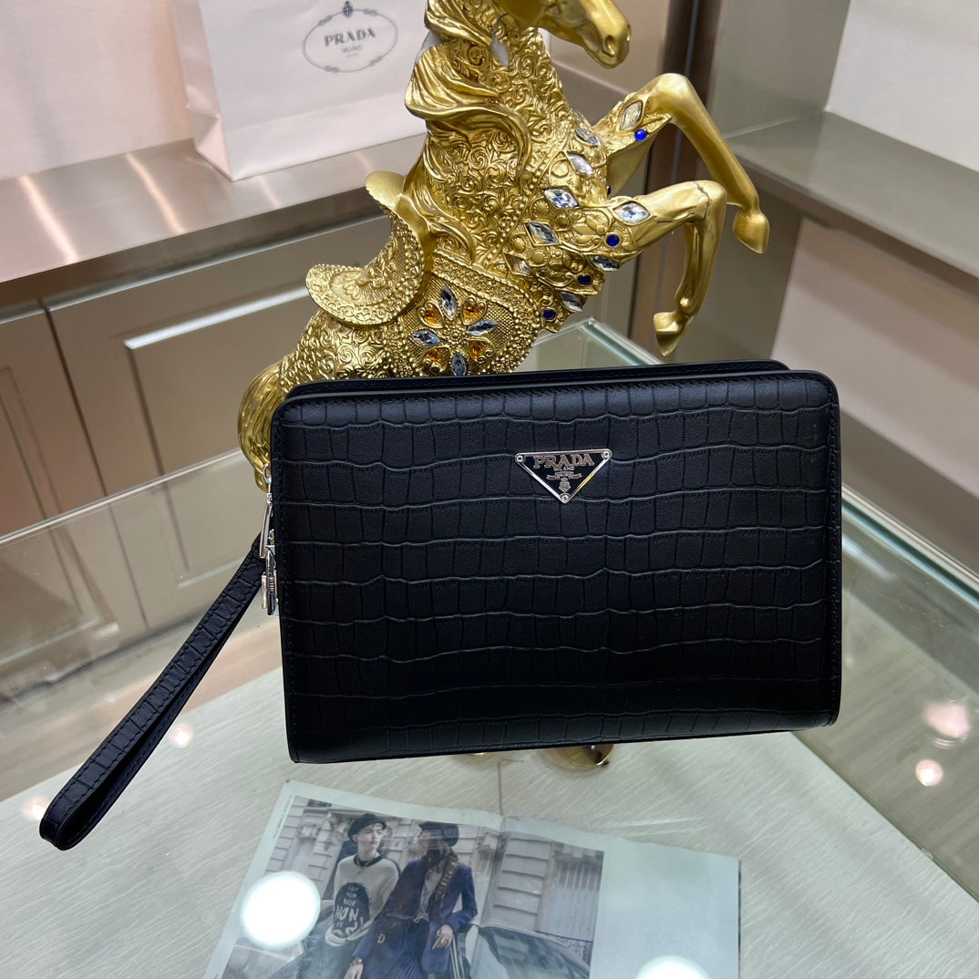 European and American high-quality new casual fashion business leather password lock bag crocodile pattern men's leather handbag wallet