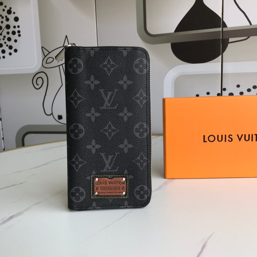 New fashion trend men's long classic vintage flower large capacity multifunctional wallet card bag wallet