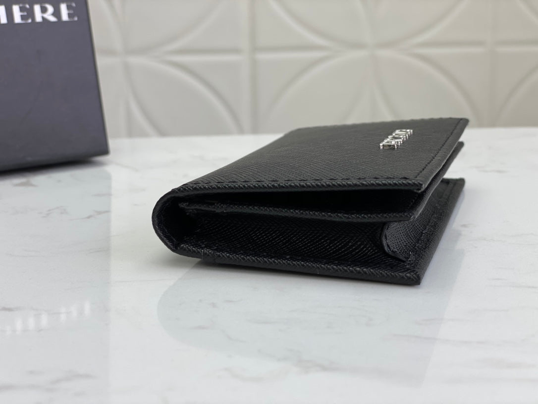 European and American New Fashion Trendy Men's Saffiano Short Luxury Leather Card Clip Wallet
