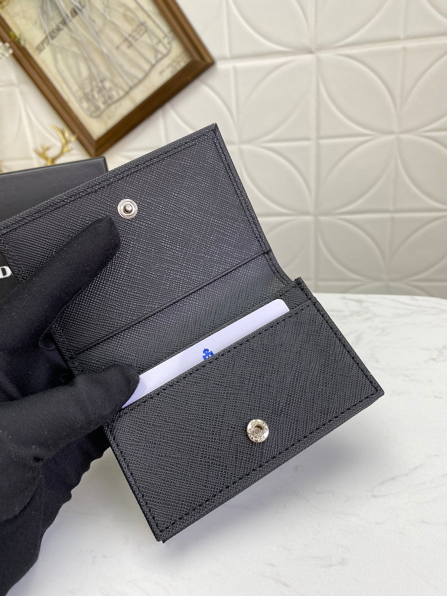 European and American New Fashion Trendy Men's Saffiano Short Luxury Leather Card Clip Wallet