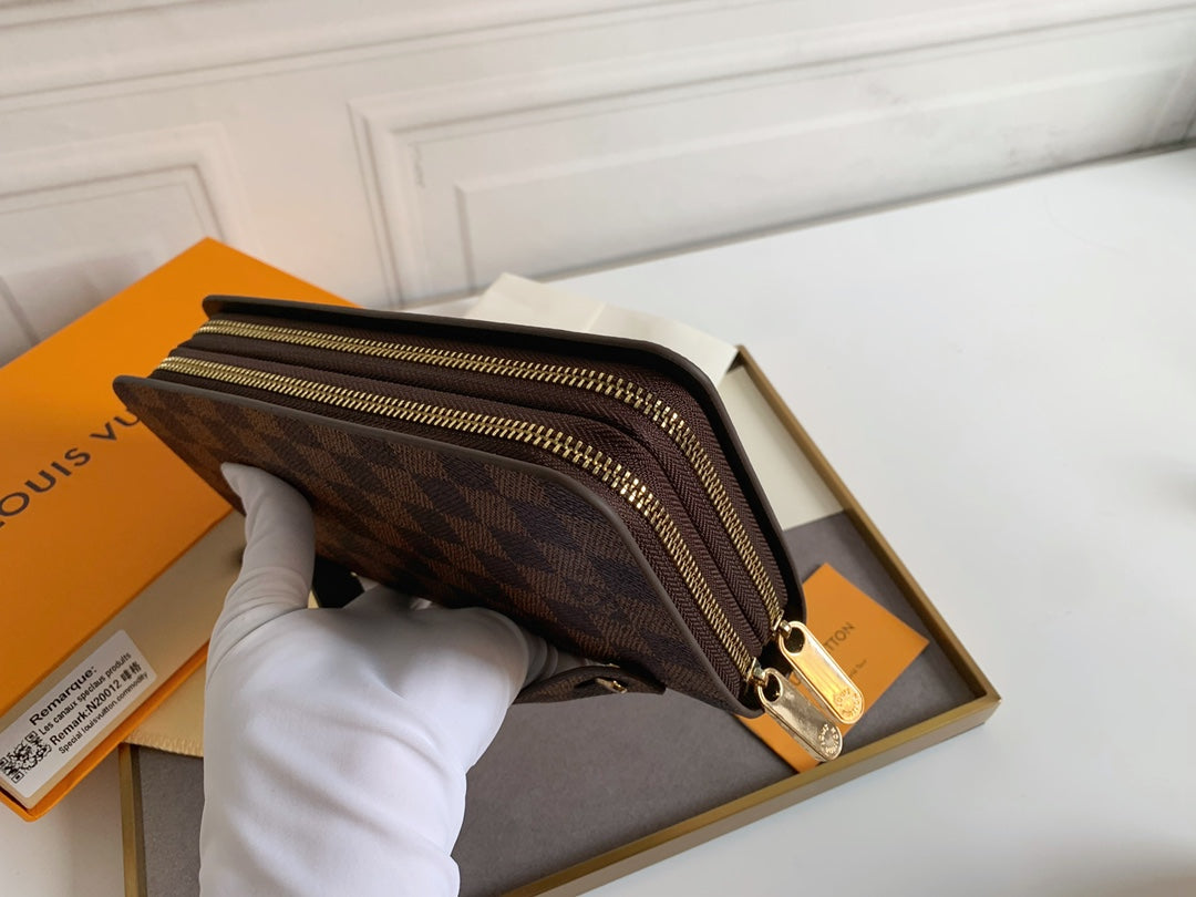 NEW Large Capacity Men's Presbyopia Long Style Double layer Zipper Handheld Foreskin Clip Phone Bag Wallet