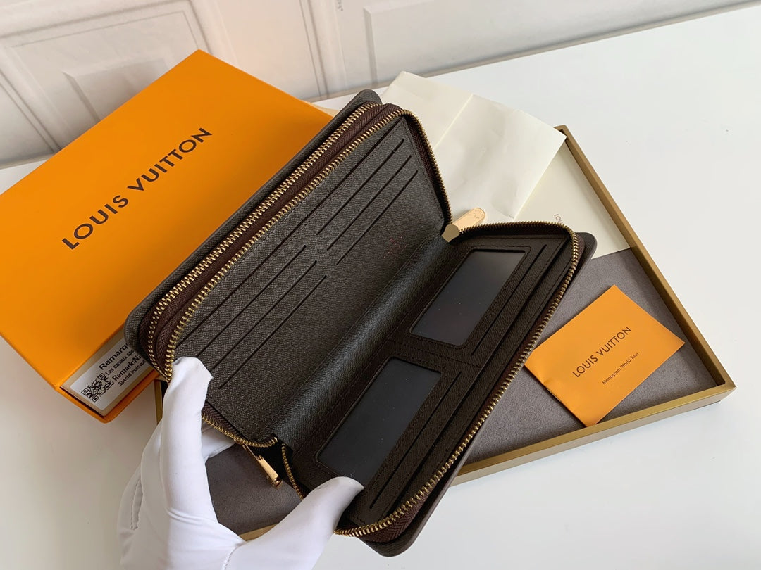 NEW Large Capacity Men's Presbyopia Long Style Double layer Zipper Handheld Foreskin Clip Phone Bag Wallet