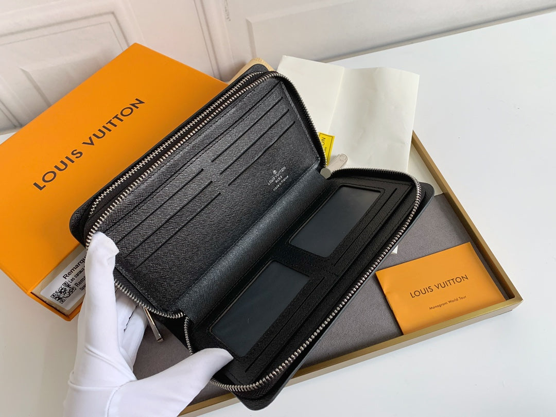 NEW Large Capacity Men's Presbyopia Long Style Double layer Zipper Handheld Foreskin Clip Phone Bag Wallet