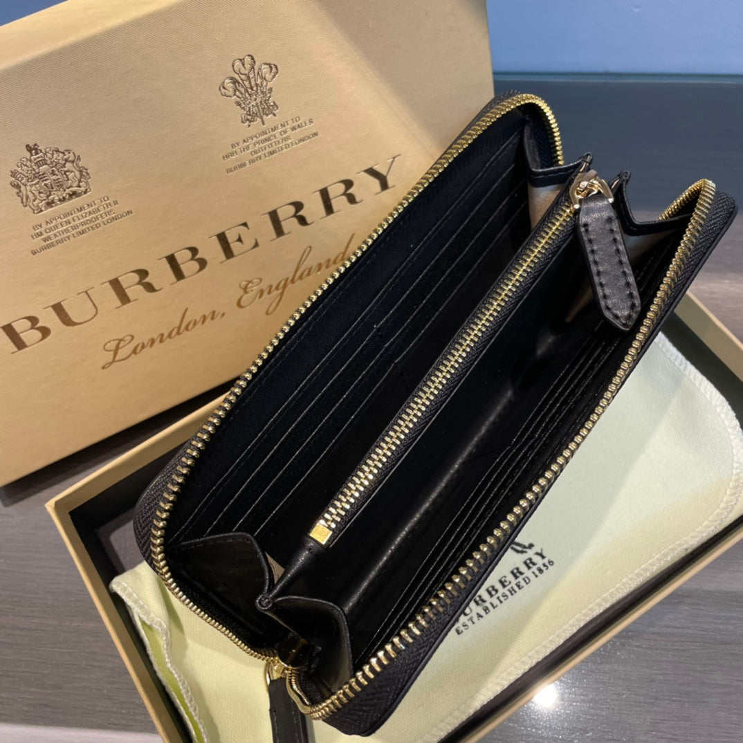 European and American trend new fashion plaid cowhide leather men's long zipper hand-held foreskin clip phone bag wallet