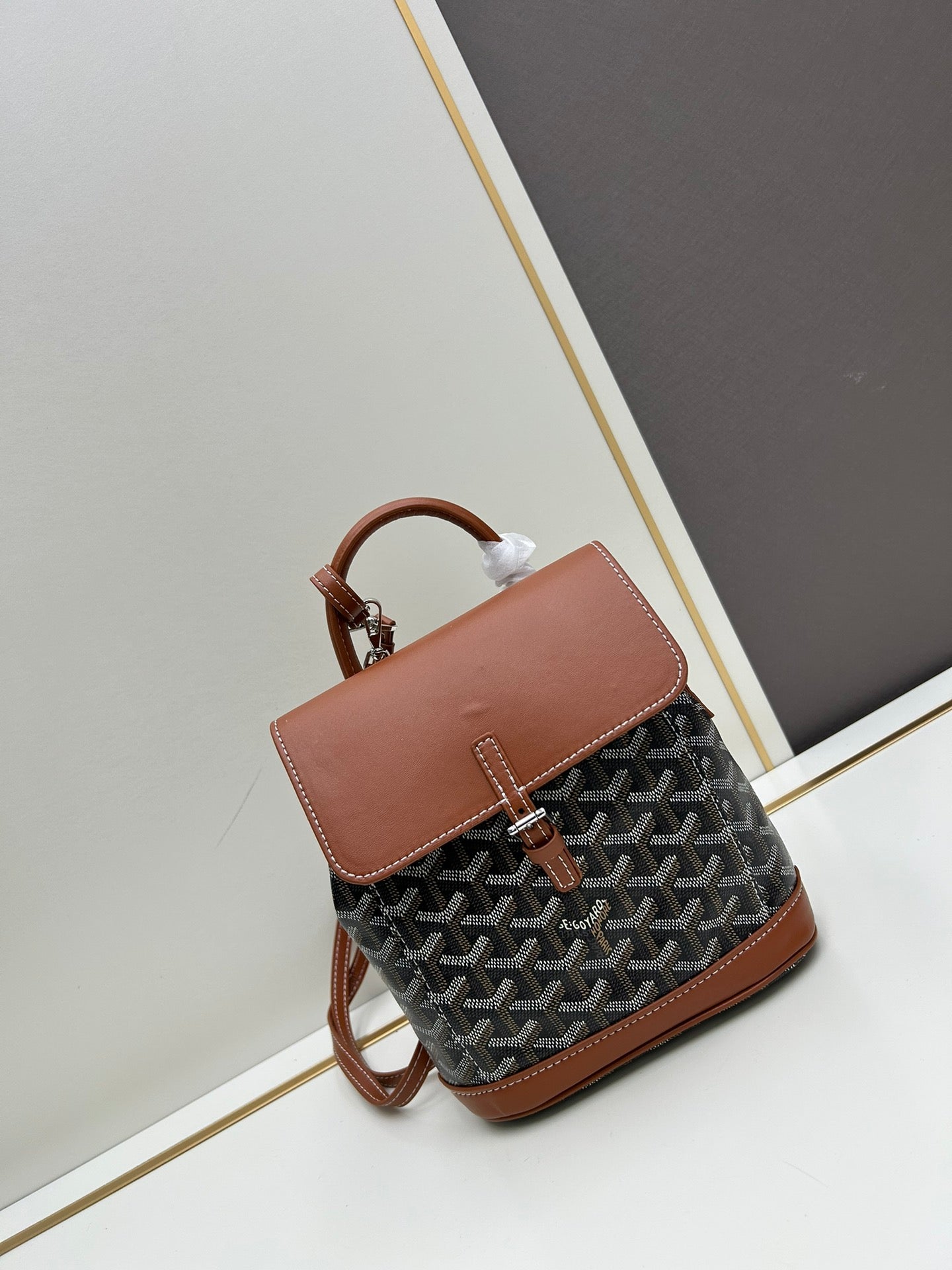 New Fashionable and Stylish Alpin Mini Women's Style Backpack with Old Flower Full Print Leather Backpack, Single Shoulder Crossbody Bag