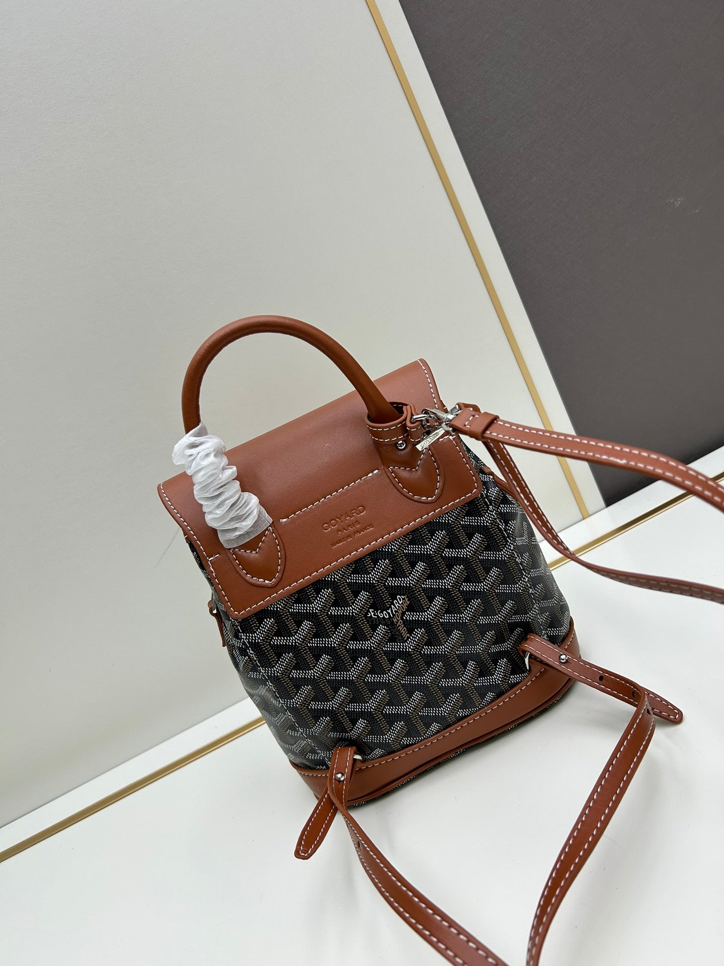 New Fashionable and Stylish Alpin Mini Women's Style Backpack with Old Flower Full Print Leather Backpack, Single Shoulder Crossbody Bag