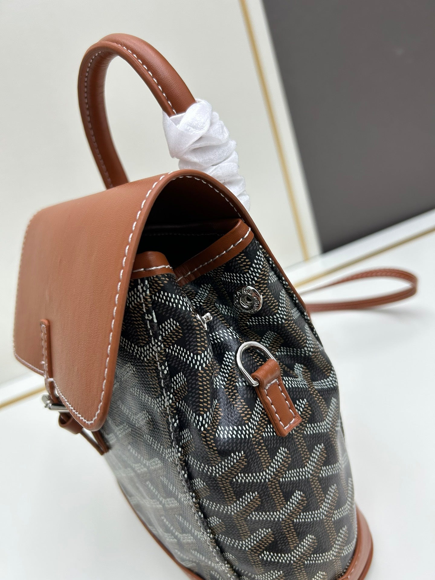 New Fashionable and Stylish Alpin Mini Women's Style Backpack with Old Flower Full Print Leather Backpack, Single Shoulder Crossbody Bag