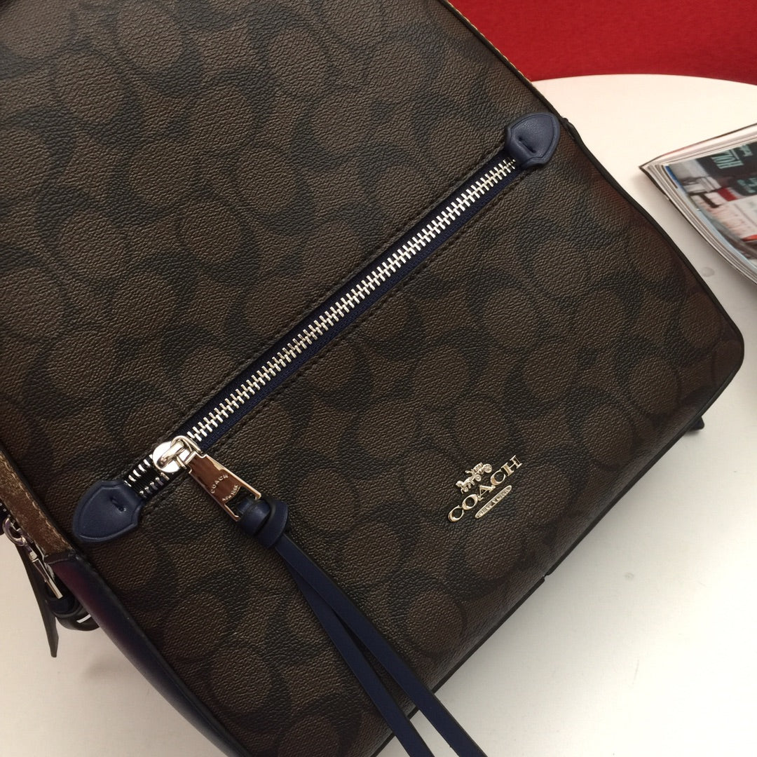 European and American trendy new vintage color blocked backpack for women, large capacity genuine leather high-end Charlie travel bag