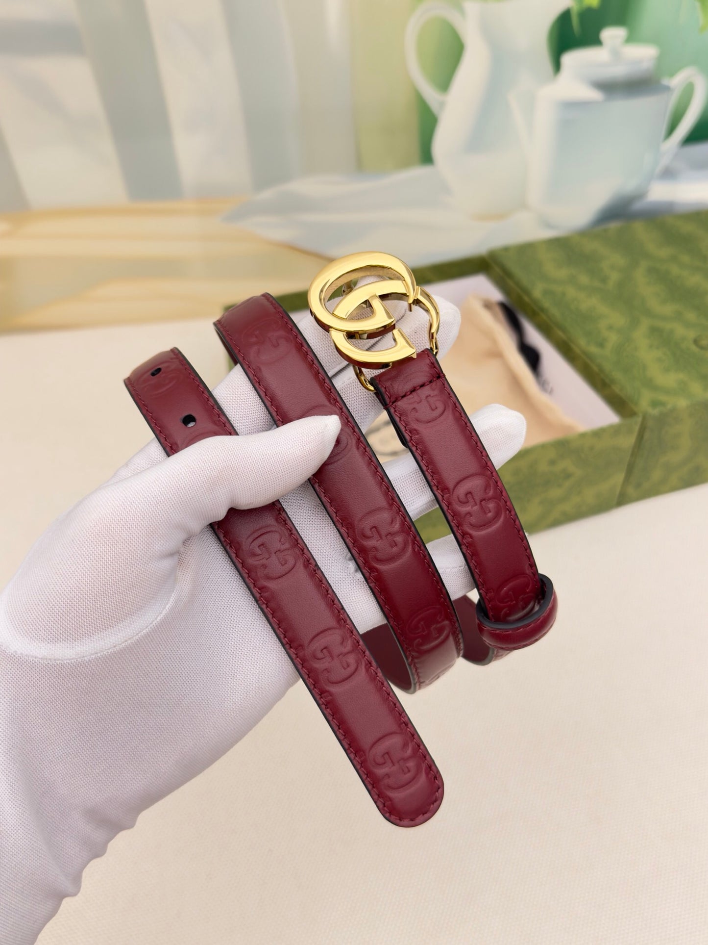 New interlocking double G buckle 15mm waist belt, fashionable and versatile decoration, wide shorts skirt, high-end feeling, paired with jeans waist belt