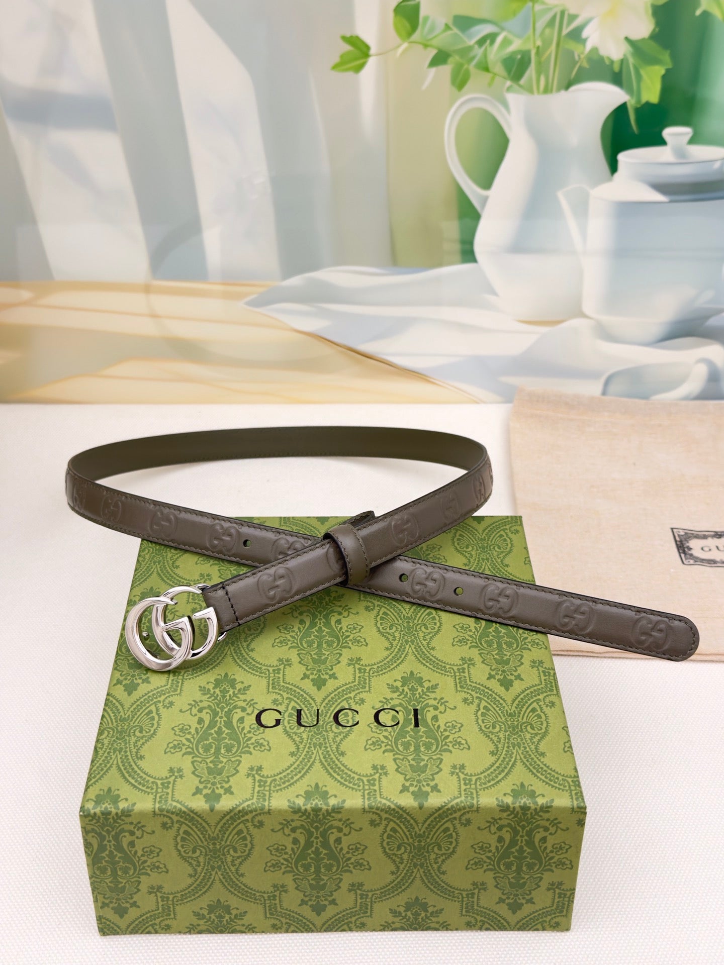 New interlocking double G buckle 15mm waist belt, fashionable and versatile decoration, wide shorts skirt, high-end feeling, paired with jeans waist belt