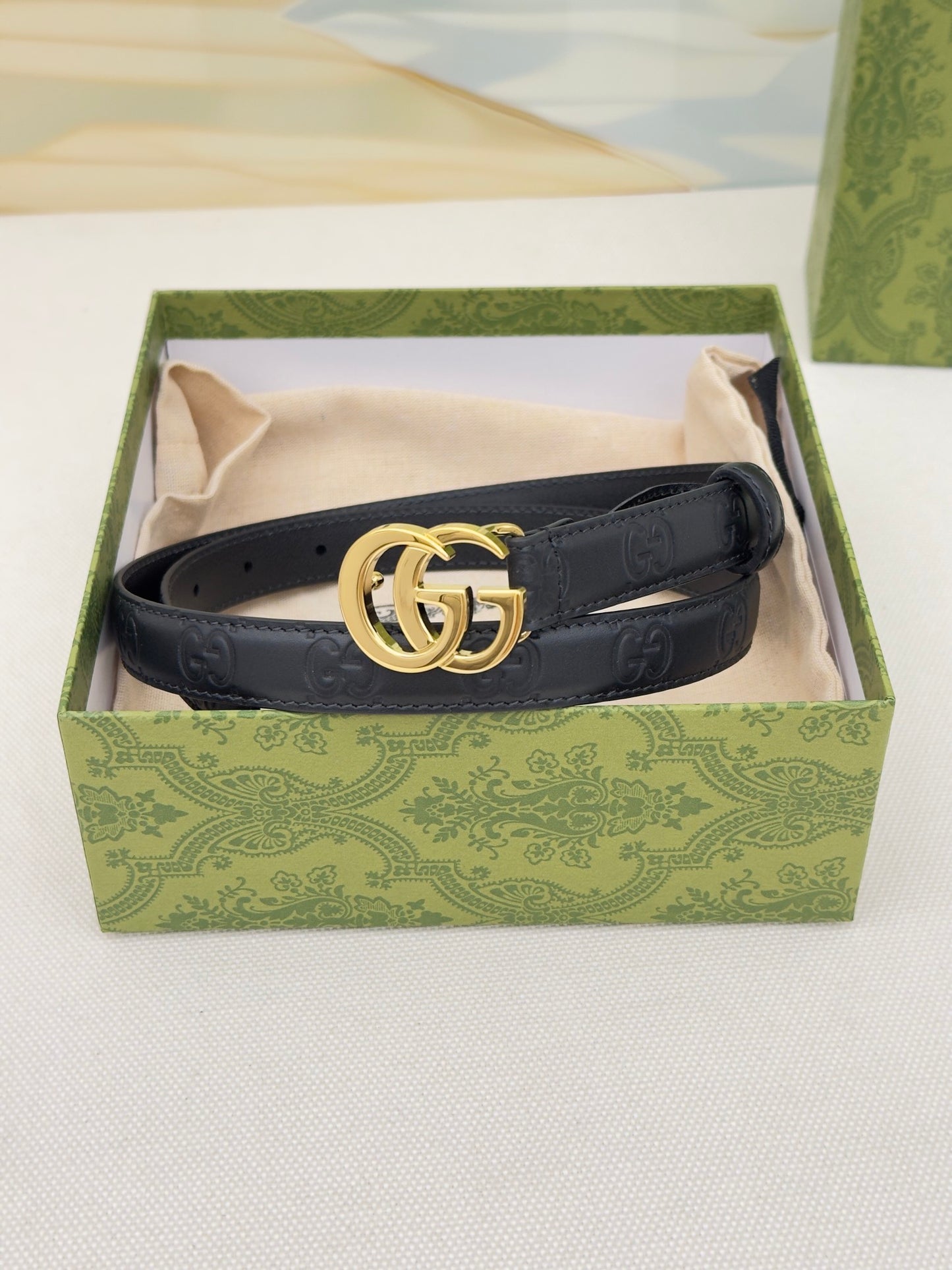 New interlocking double G buckle 15mm waist belt, fashionable and versatile decoration, wide shorts skirt, high-end feeling, paired with jeans waist belt