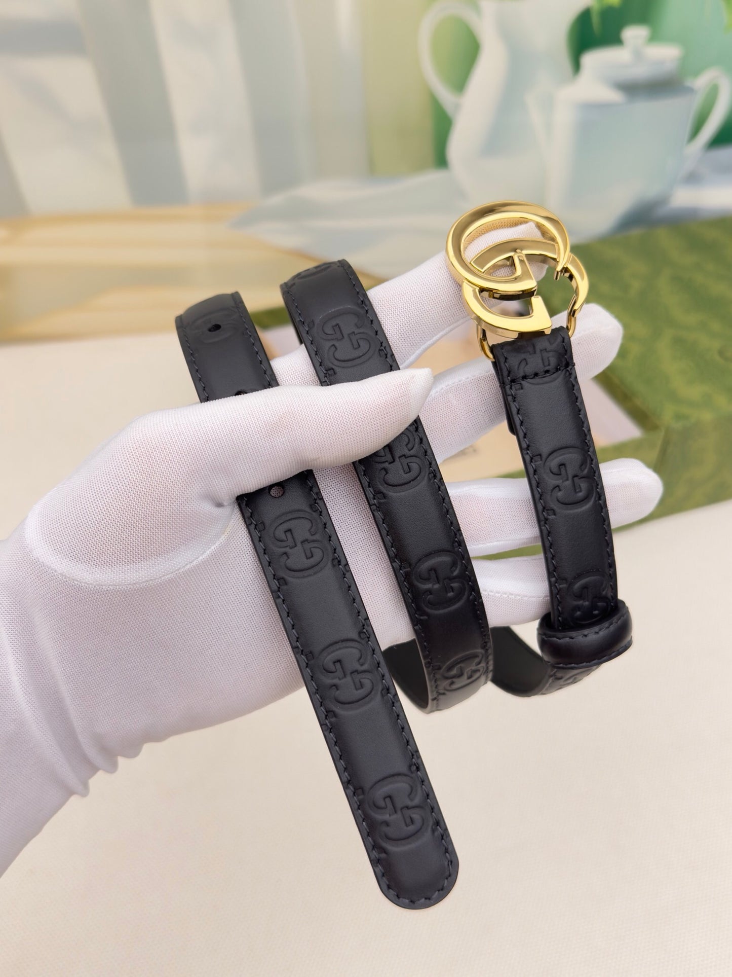 New interlocking double G buckle 15mm waist belt, fashionable and versatile decoration, wide shorts skirt, high-end feeling, paired with jeans waist belt